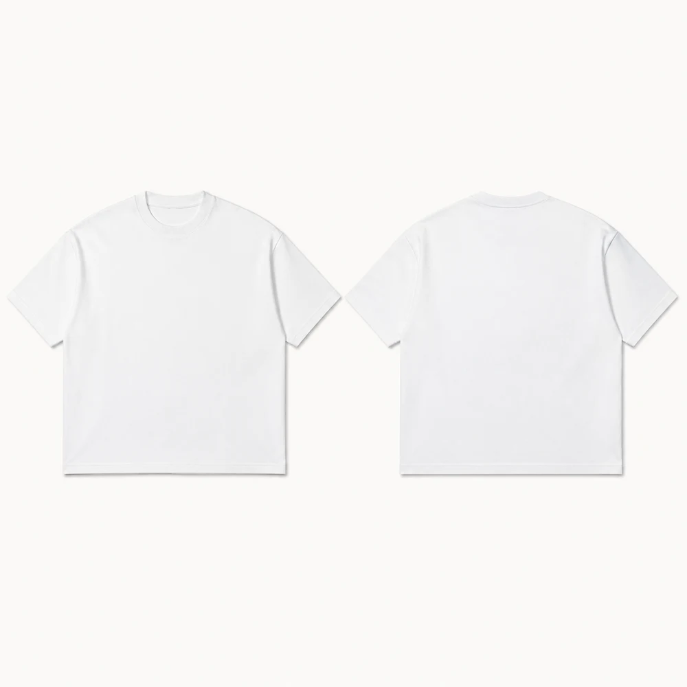 320 GSM Heavyweight Boxy Tee, white front and back view