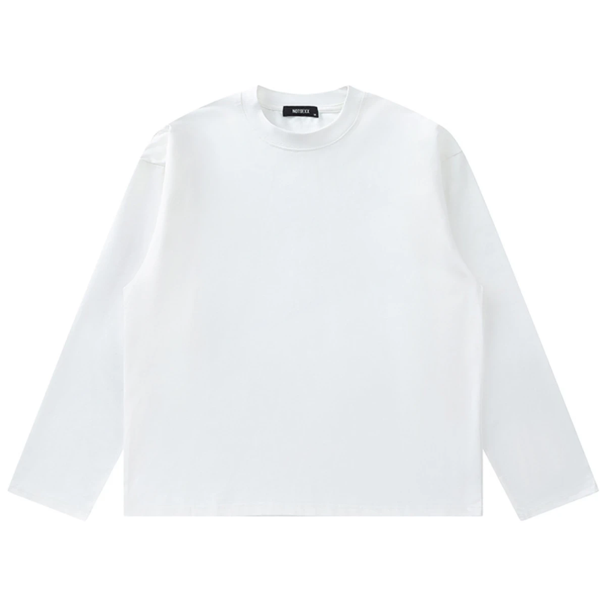 260–300 GSM Relaxed Boxy Long Sleeve, white flat-lay front view