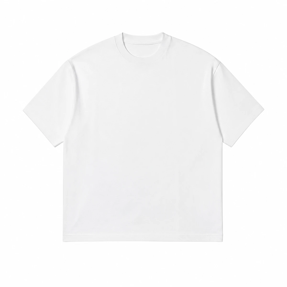 320 GSM Heavyweight Boxy Tee, white flat-lay front view
