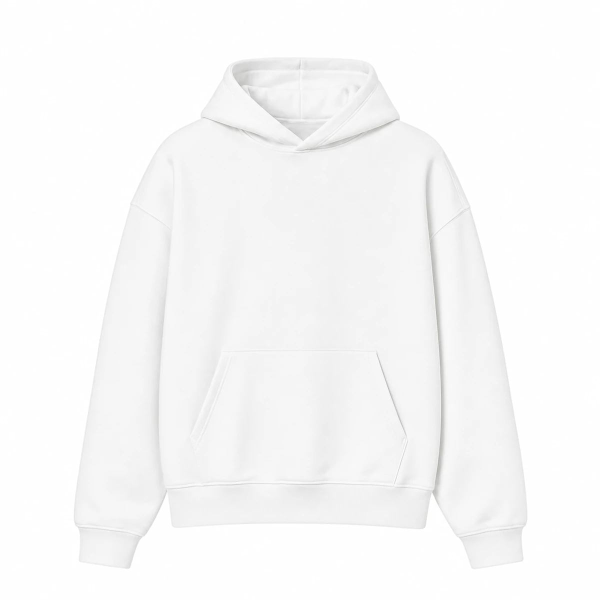 400 GSM Heavyweight Hoodie, white flat-lay front view