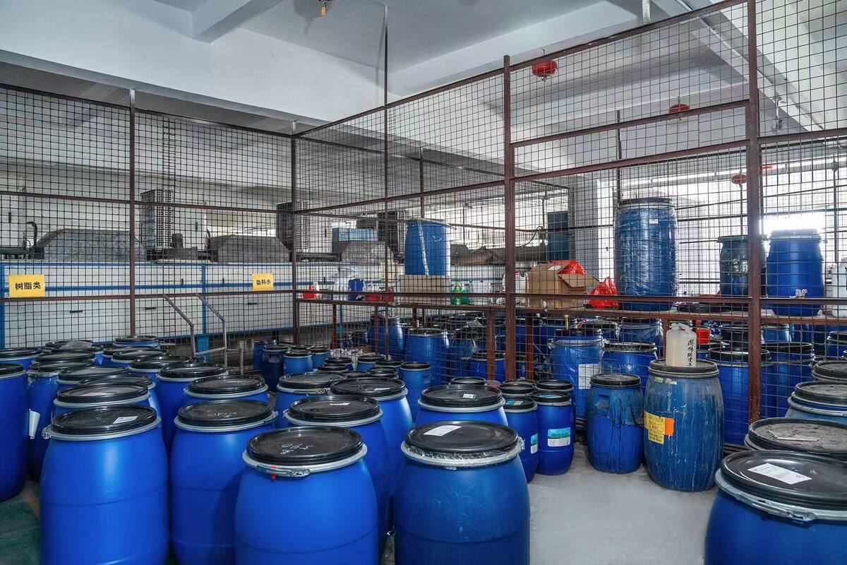 Controlled chemical storage area in the leather production facility