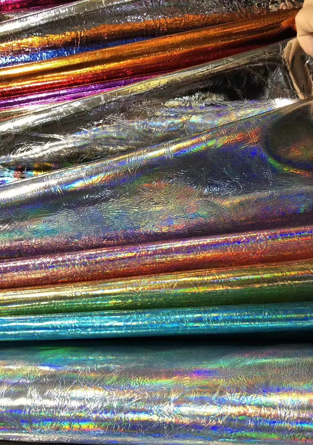 Foil-finished leather rolls in reflective colourways