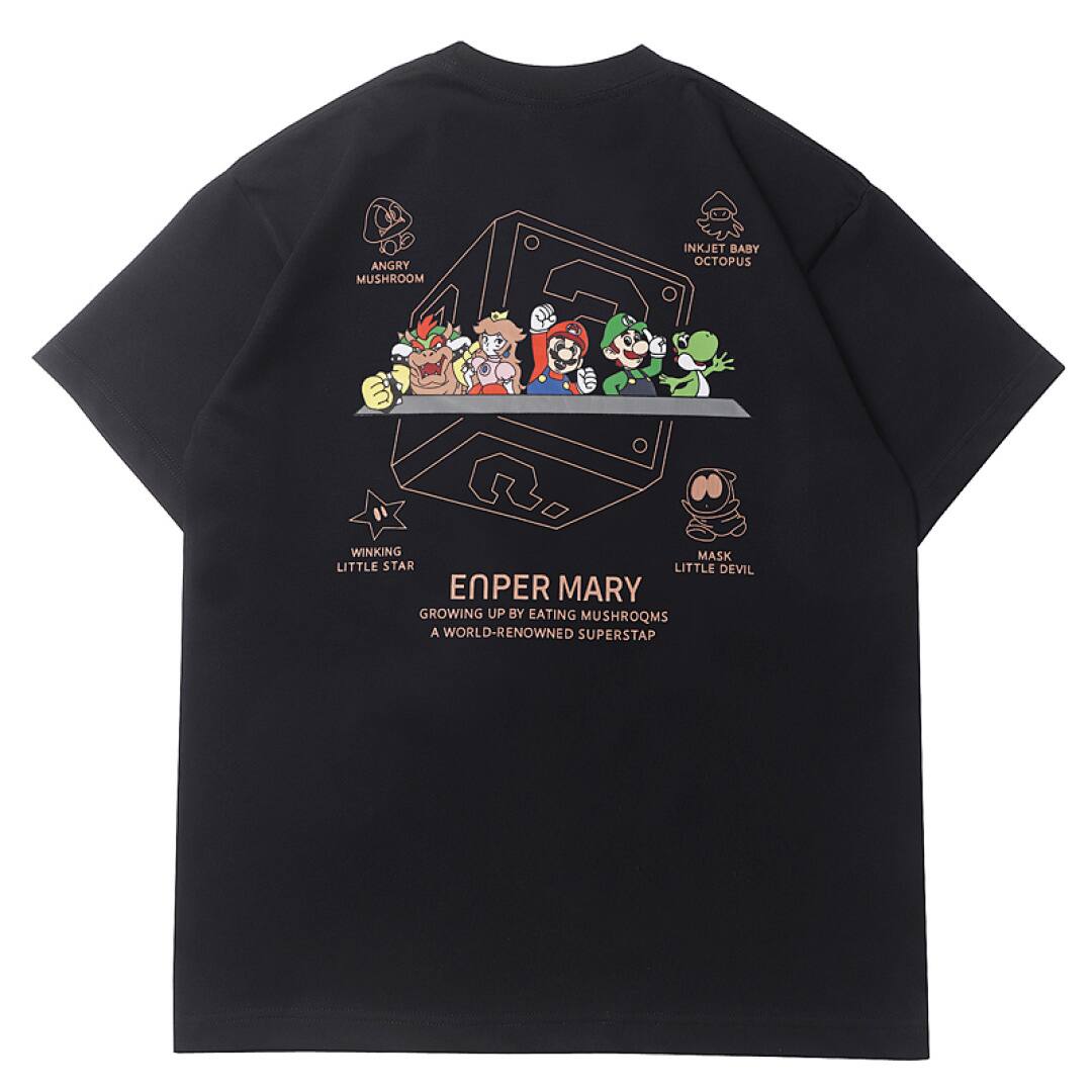 159# American Streetwear Super Mario Graphic Print Short Sleeve P35