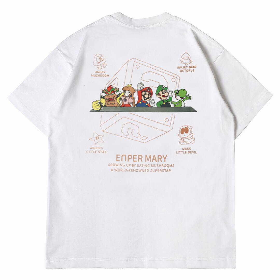 159# American Streetwear Super Mario Graphic Print Short Sleeve P35