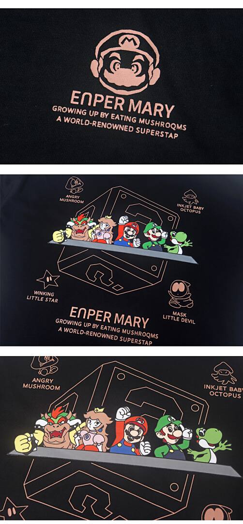 159# American Streetwear Super Mario Graphic Print Short Sleeve P35