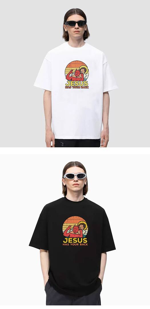 170# American streetwear funny God behind you print short sleeve T-shirt P30
