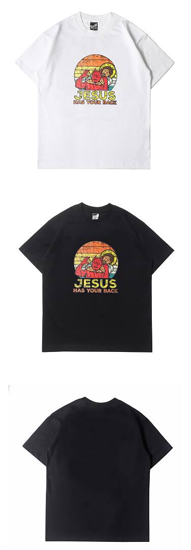 170# American streetwear funny God behind you print short sleeve T-shirt P30