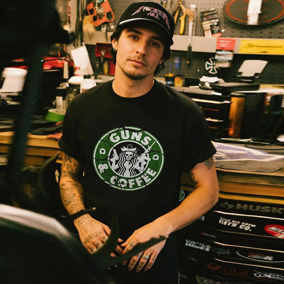 162# American streetwear parody Starbucks funny print T-shirt P30