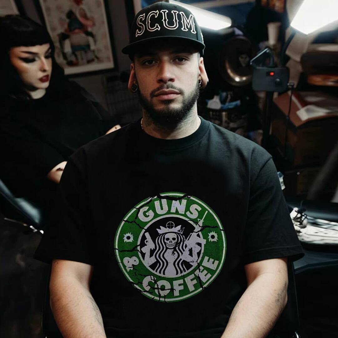 162# American streetwear parody Starbucks funny print T-shirt P30
