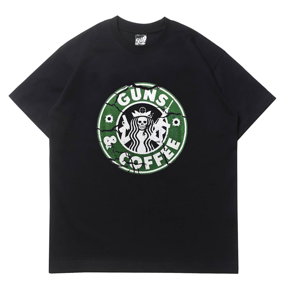 162# American streetwear parody Starbucks funny print T-shirt P30
