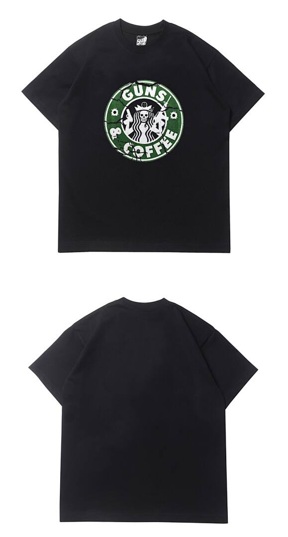 162# American streetwear parody Starbucks funny print T-shirt P30