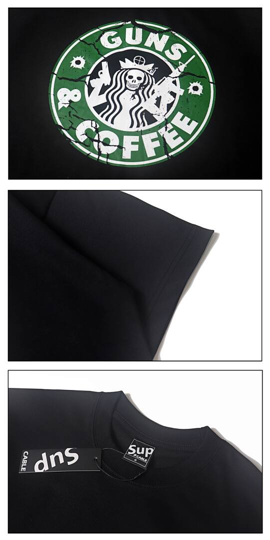 162# American streetwear parody Starbucks funny print T-shirt P30
