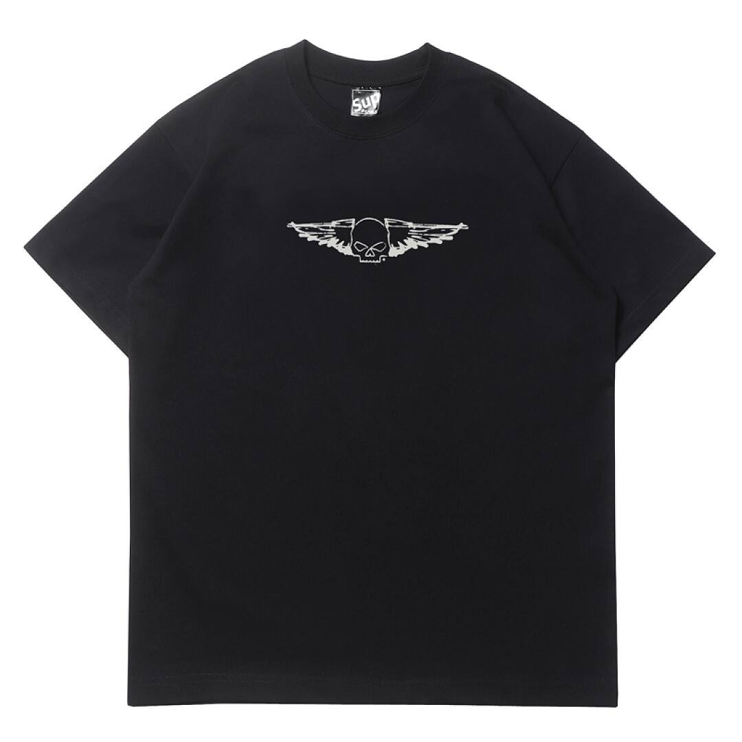173# American streetwear biker style Harley hand-drawn skull print short sleeve T-shirt P30