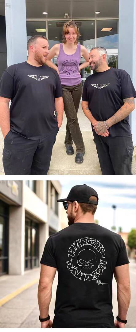 173# American streetwear biker style Harley hand-drawn skull print short sleeve T-shirt P30