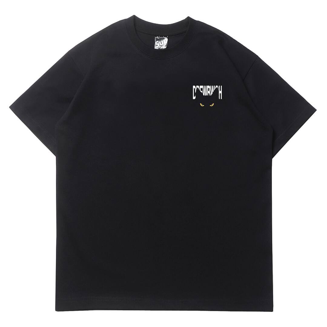 167# American streetwear Jackson Wang same style black cat print short sleeve T-shirt P30