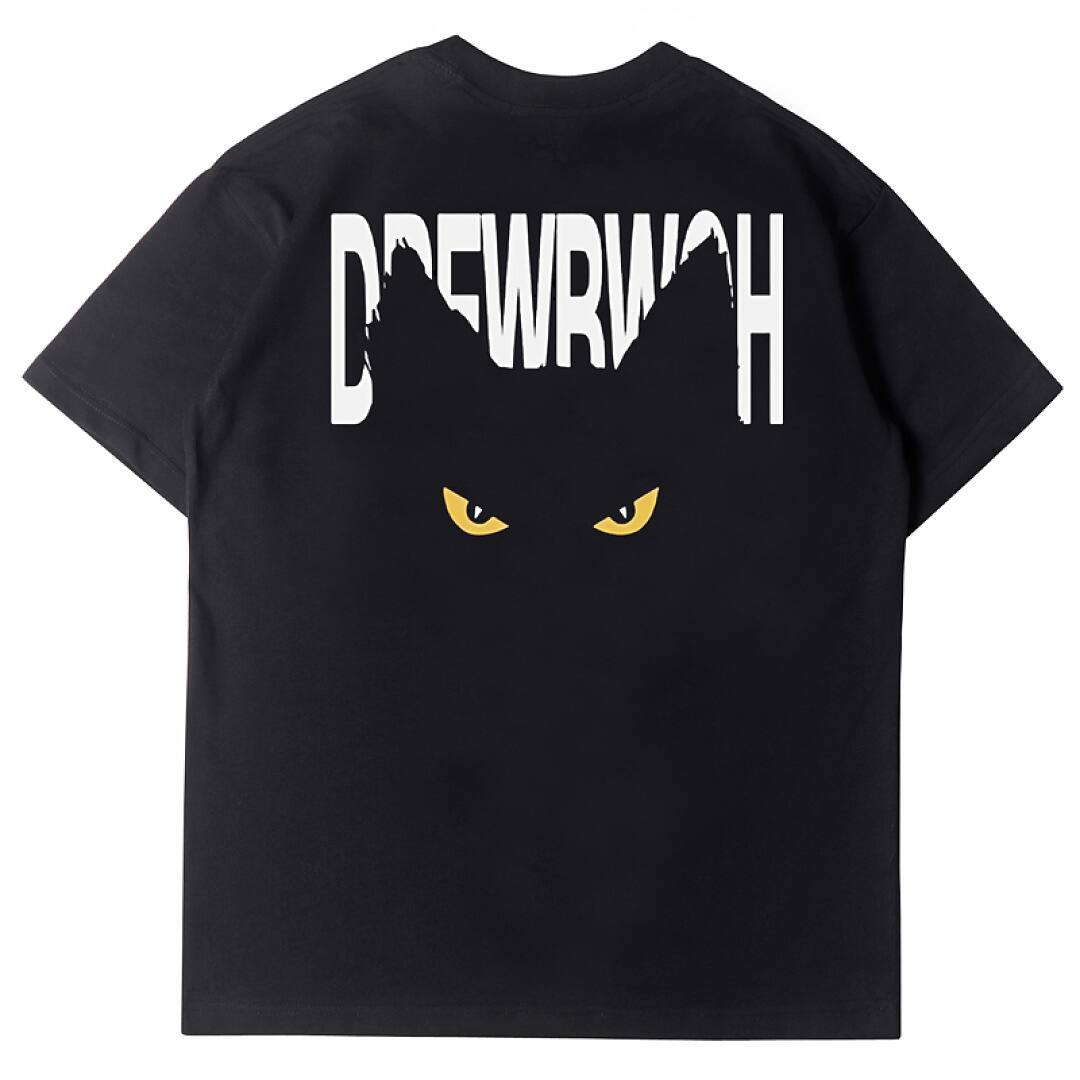 167# American streetwear Jackson Wang same style black cat print short sleeve T-shirt P30