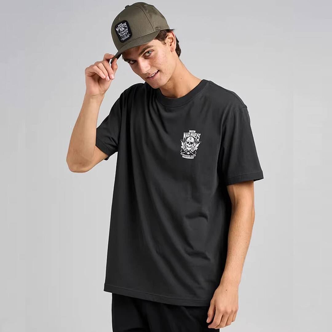155# American Streetwear Motorcycle Style Skull Print Short Sleeve P30