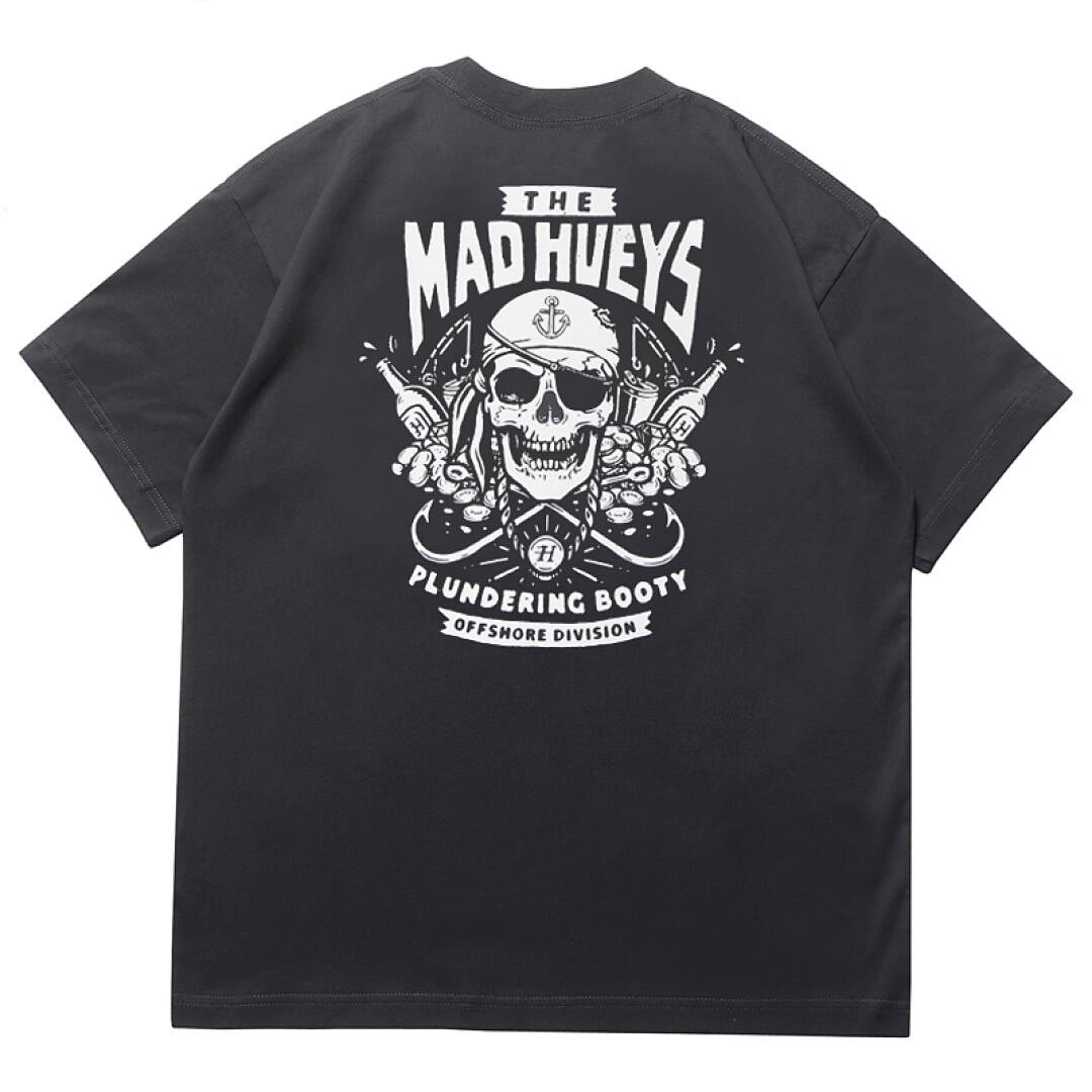 155# American Streetwear Motorcycle Style Skull Print Short Sleeve P30