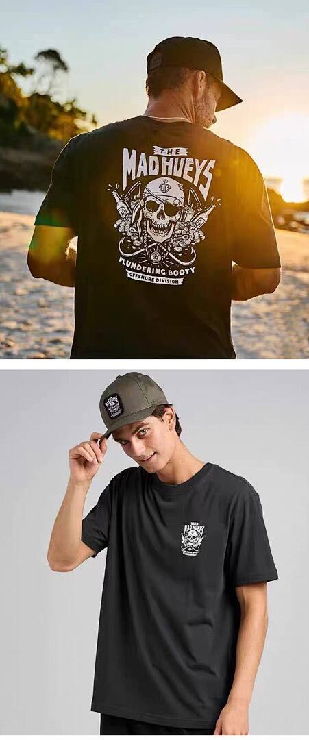 155# American Streetwear Motorcycle Style Skull Print Short Sleeve P30