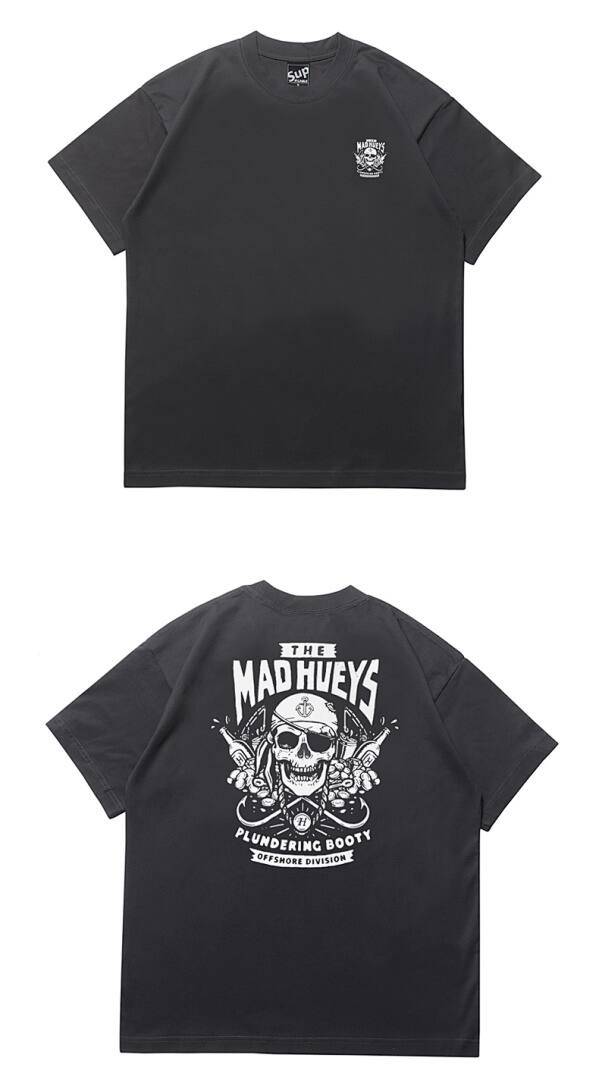 155# American Streetwear Motorcycle Style Skull Print Short Sleeve P30