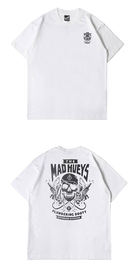 155# American Streetwear Motorcycle Style Skull Print Short Sleeve P30
