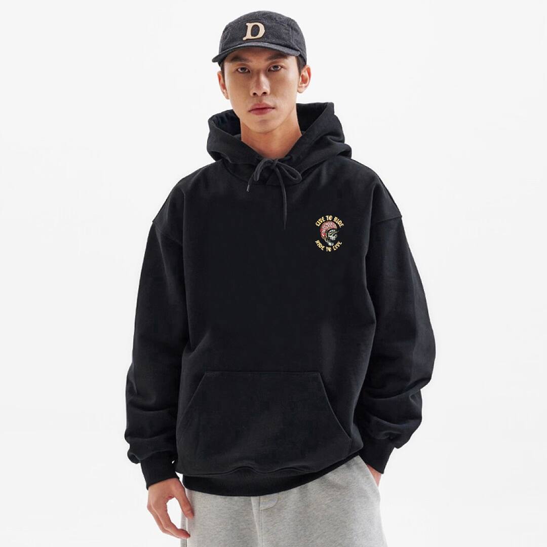 196# American streetwear biker style flame skull print hoodie P65