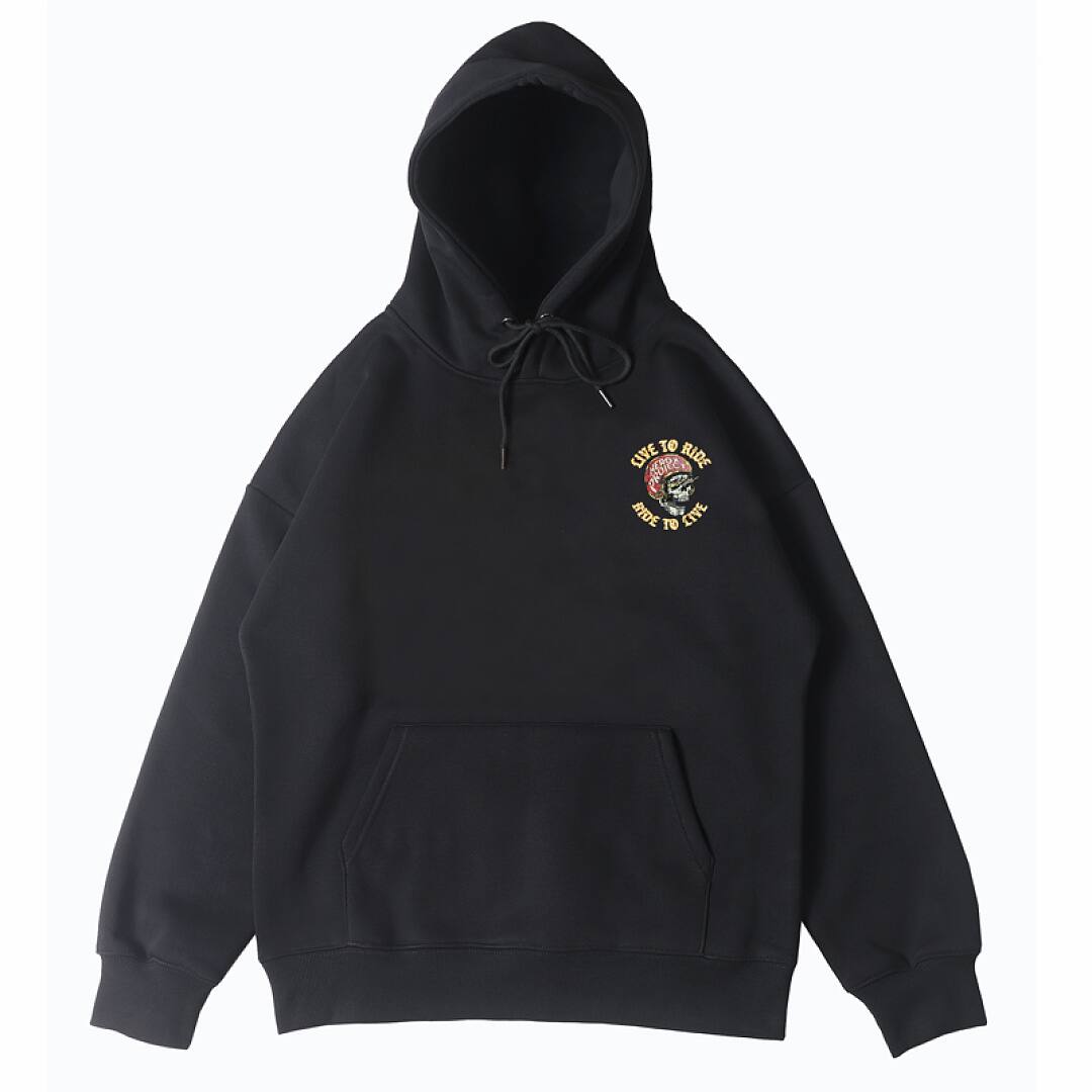 196# American streetwear biker style flame skull print hoodie P65