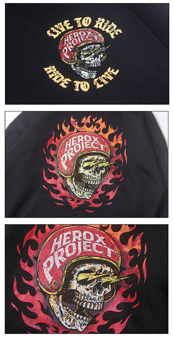 196# American streetwear biker style flame skull print hoodie P65