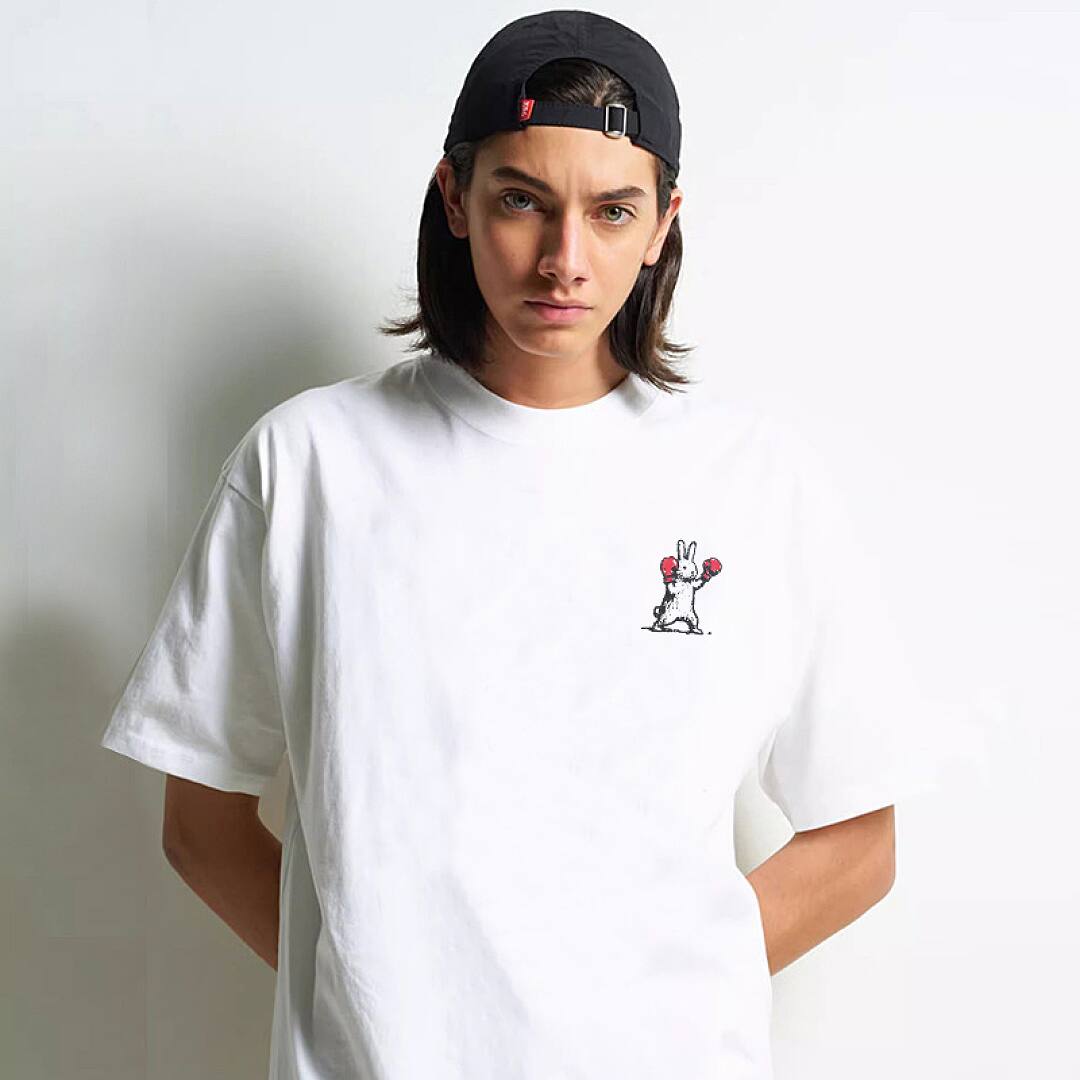 171# American streetwear super cute boxing rabbit print short sleeve T-shirt P30