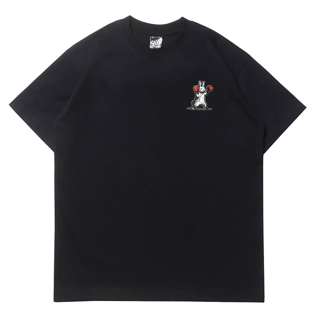 171# American streetwear super cute boxing rabbit print short sleeve T-shirt P30