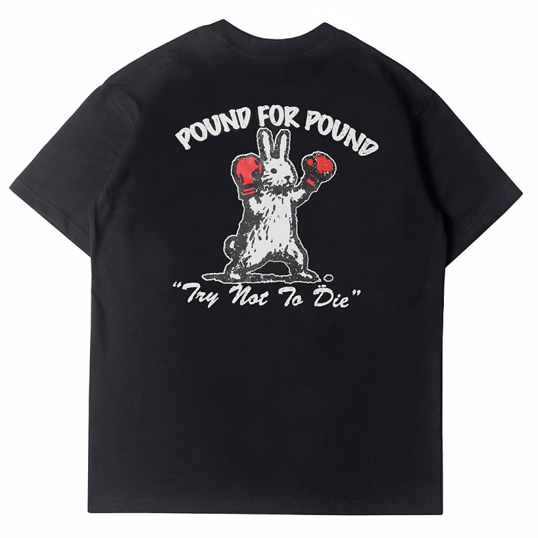 171# American streetwear super cute boxing rabbit print short sleeve T-shirt P30