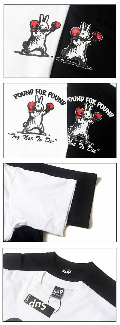 171# American streetwear super cute boxing rabbit print short sleeve T-shirt P30