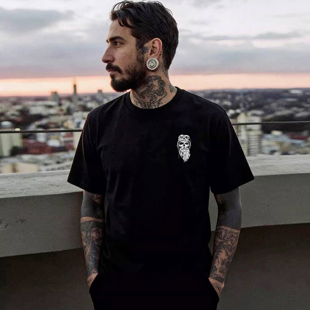 158# American Streetwear Motorcycle Style Graphic Print Short Sleeve T-Shirt P30
