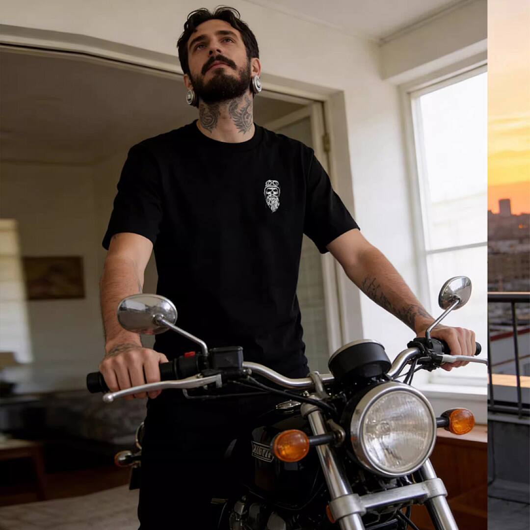 158# American Streetwear Motorcycle Style Graphic Print Short Sleeve T-Shirt P30