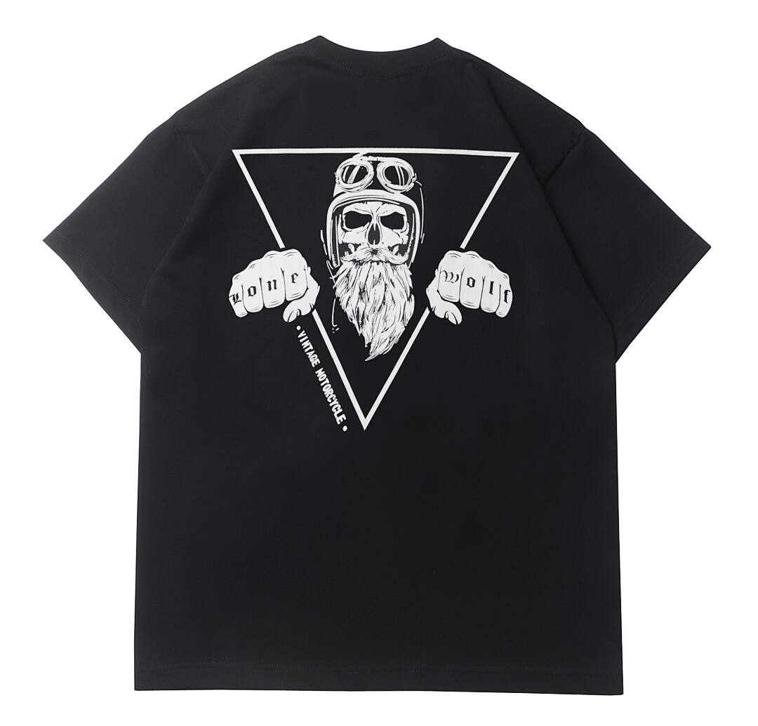 158# American Streetwear Motorcycle Style Graphic Print Short Sleeve T-Shirt P30