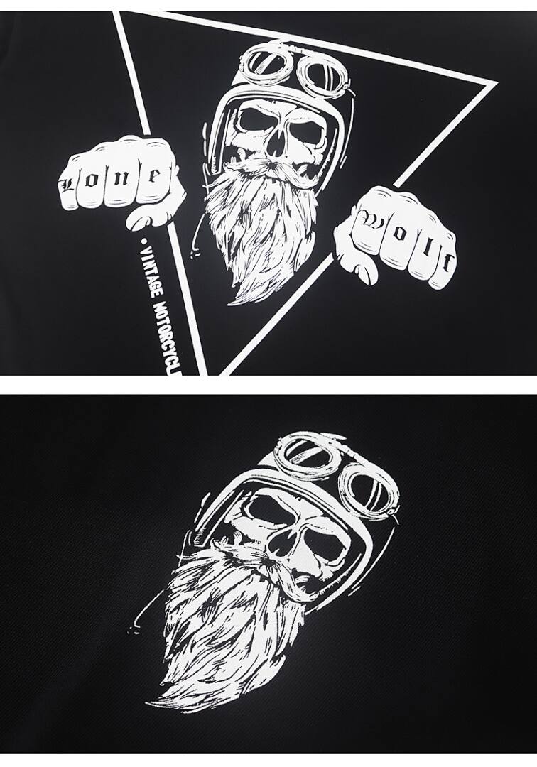 158# American Streetwear Motorcycle Style Graphic Print Short Sleeve T-Shirt P30