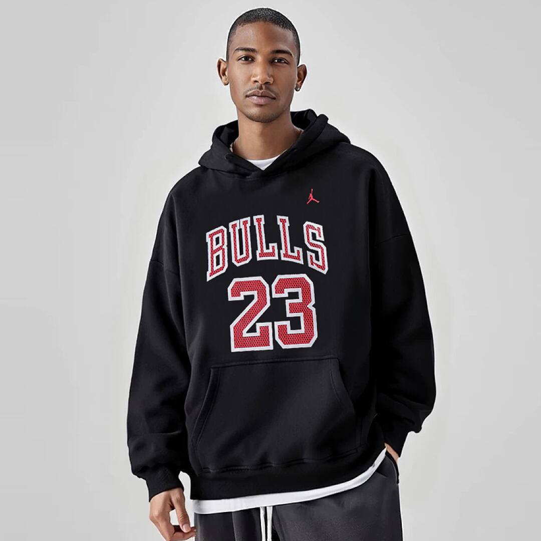 190# American streetwear Bulls #23 print hoodie P65