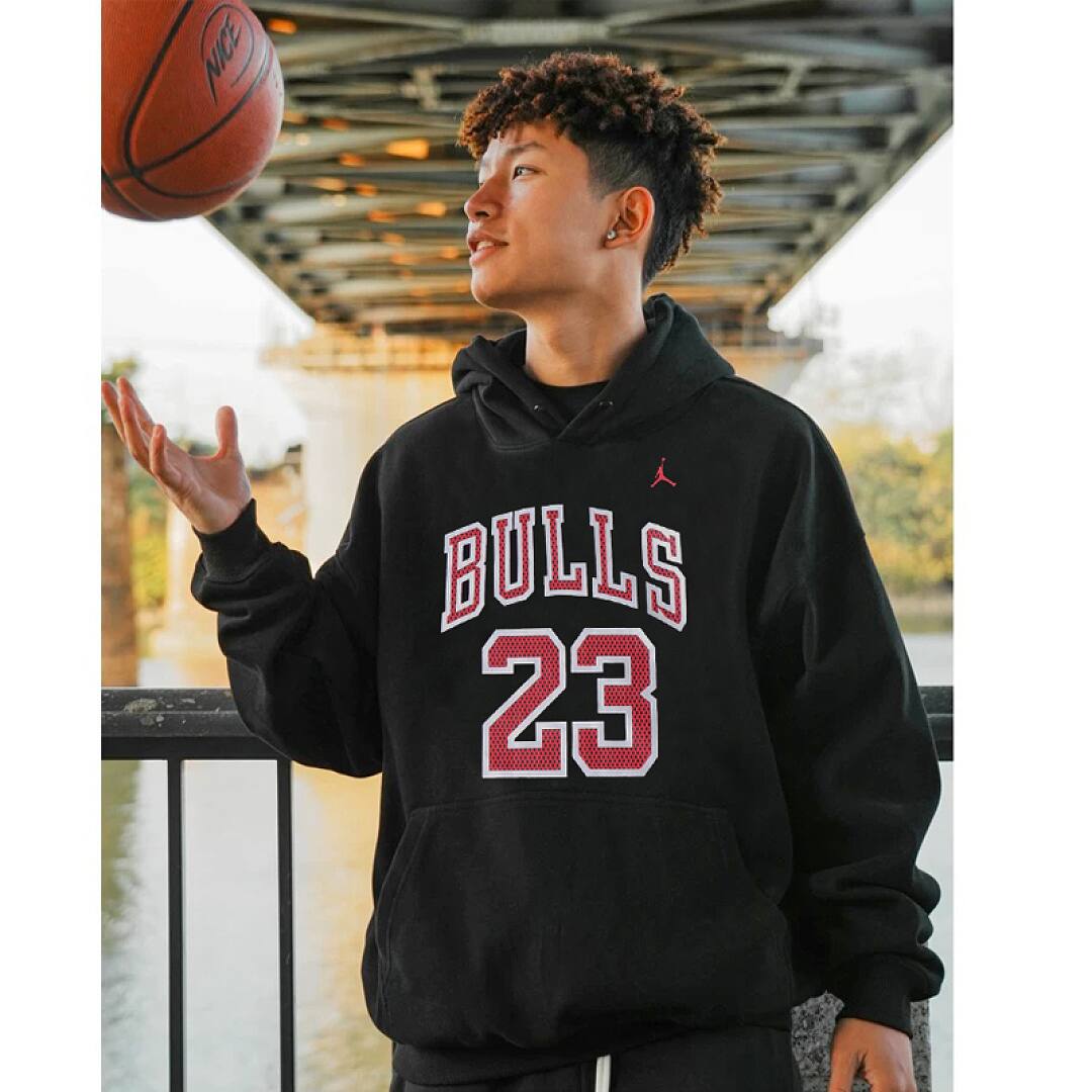 190# American streetwear Bulls #23 print hoodie P65