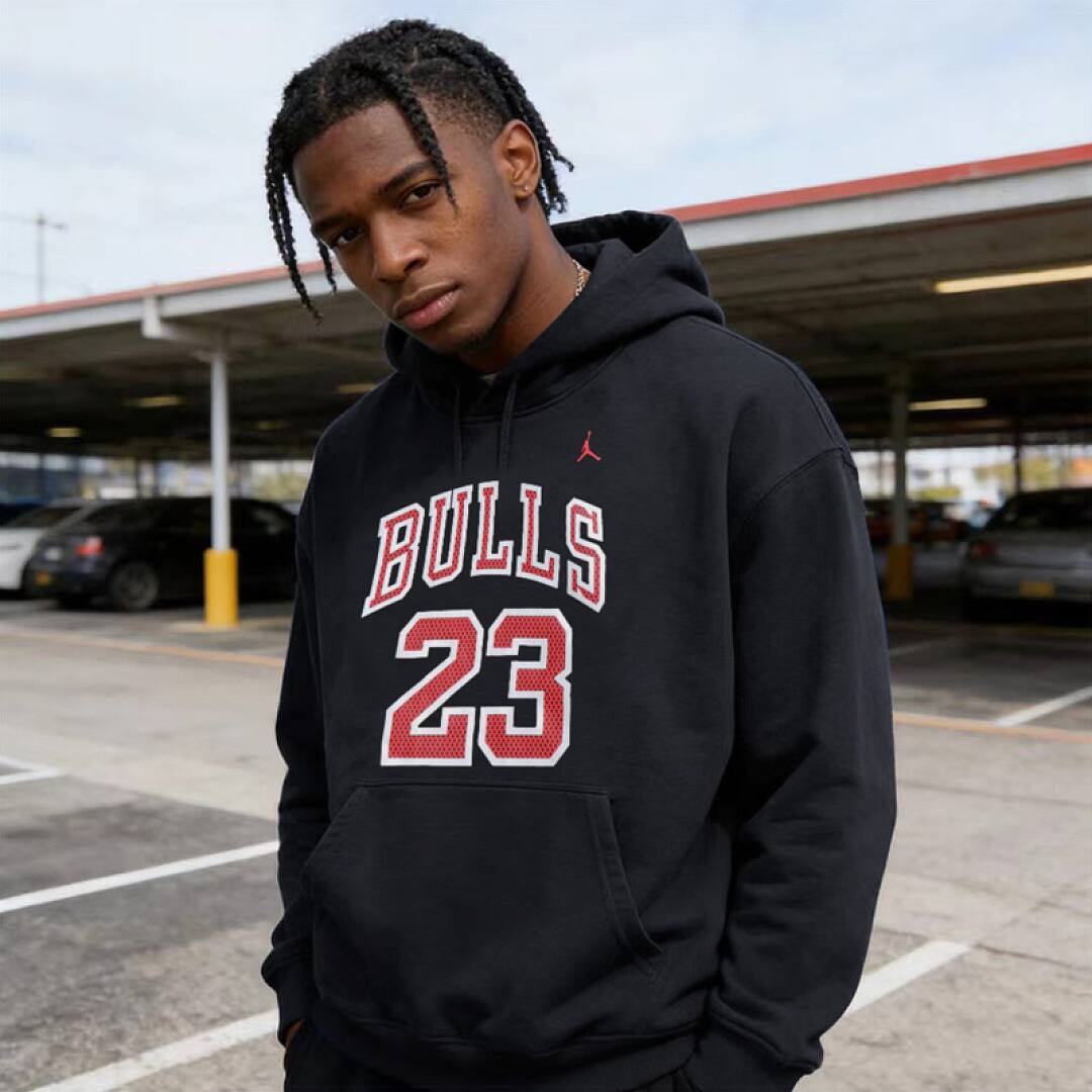 190# American streetwear Bulls #23 print hoodie P65