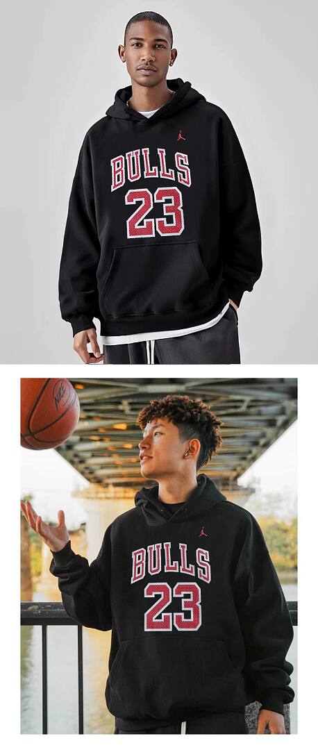 190# American streetwear Bulls #23 print hoodie P65
