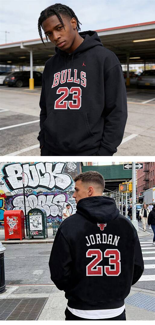 190# American streetwear Bulls #23 print hoodie P65