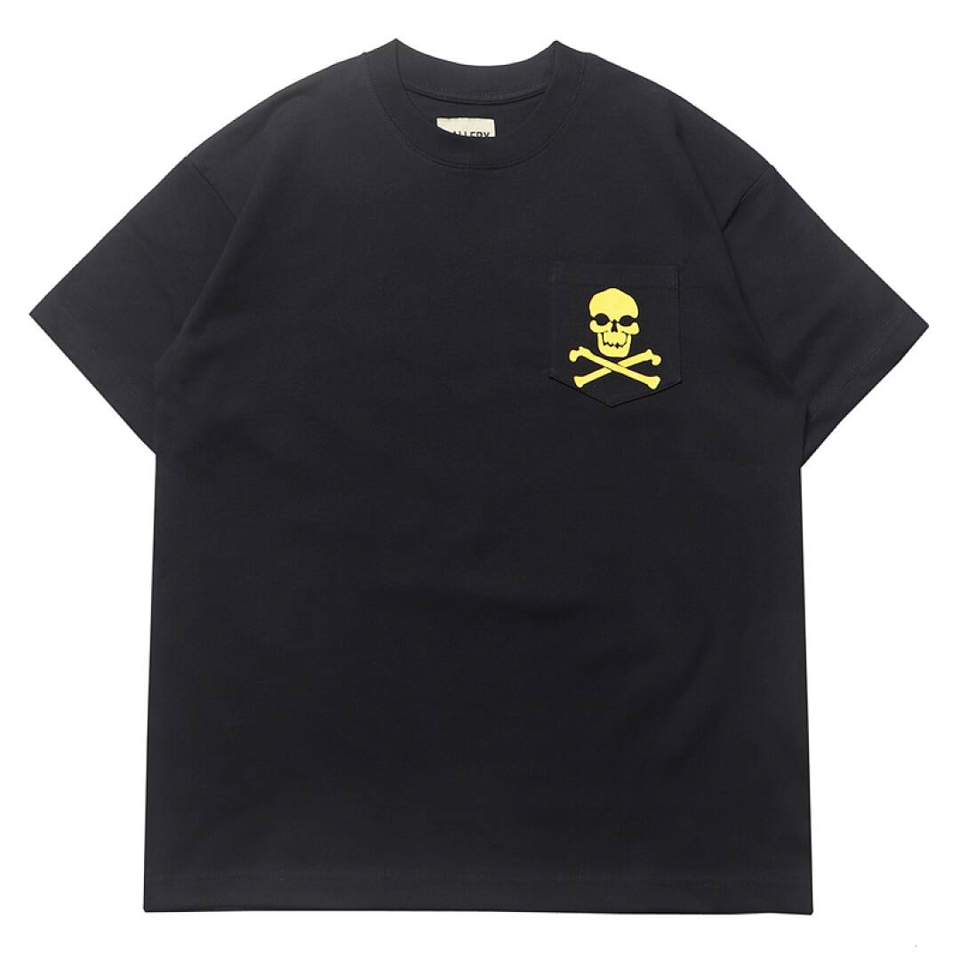 142# American Streetwear GALLERY DEPT Patch Pocket Skull Print Short Sleeve T-Shirt P35