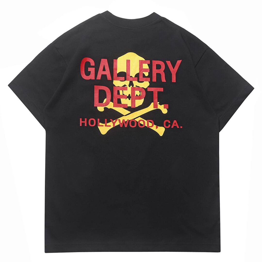 142# American Streetwear GALLERY DEPT Patch Pocket Skull Print Short Sleeve T-Shirt P35