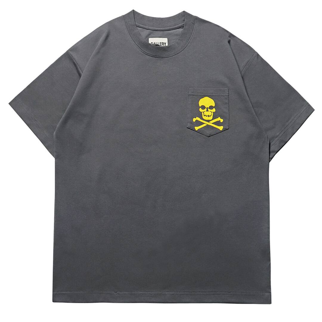 142# American Streetwear GALLERY DEPT Patch Pocket Skull Print Short Sleeve T-Shirt P35