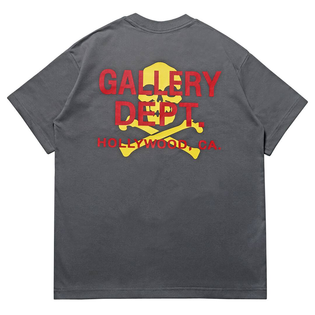 142# American Streetwear GALLERY DEPT Patch Pocket Skull Print Short Sleeve T-Shirt P35