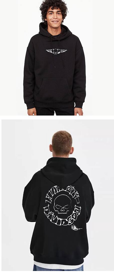 194# American streetwear biker style skull wings print hoodie P58