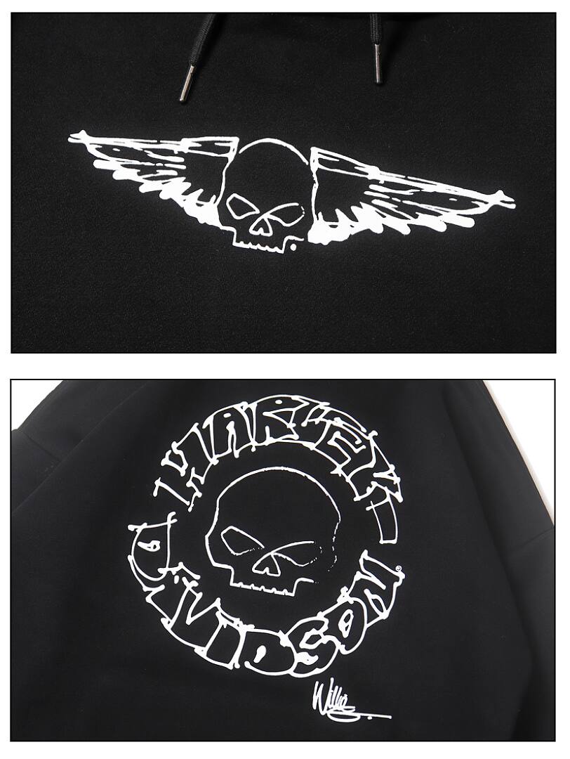 194# American streetwear biker style skull wings print hoodie P58