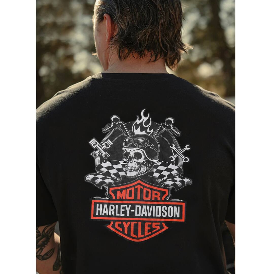 172# American streetwear biker style Harley skull print short sleeve T-shirt P35