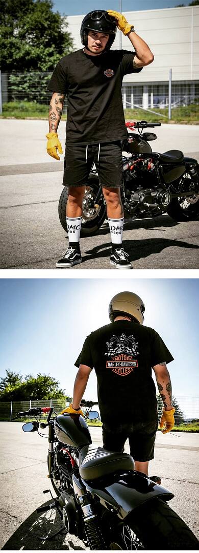 172# American streetwear biker style Harley skull print short sleeve T-shirt P35
