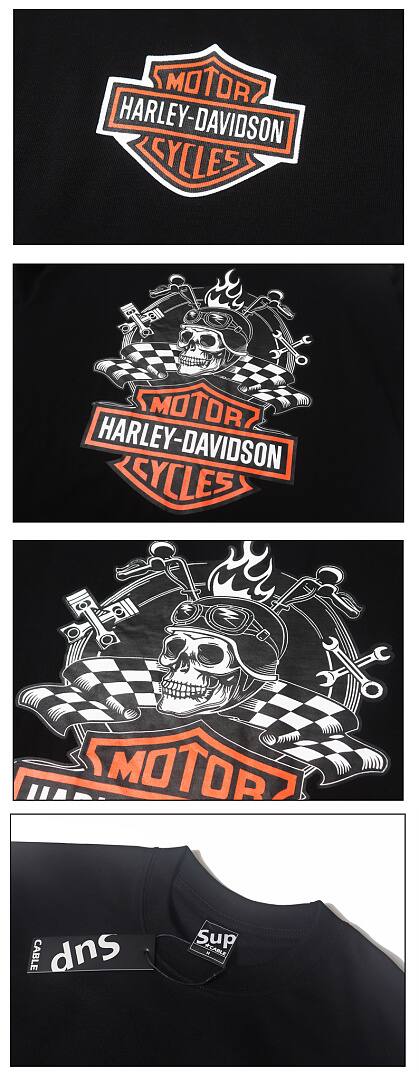 172# American streetwear biker style Harley skull print short sleeve T-shirt P35